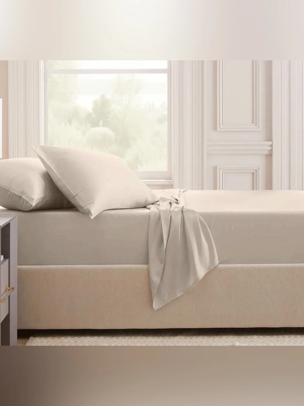 NEW Quince Bamboo Fitted And Flat Sheet, Twin (Sand)